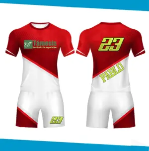 uniformes de futbol rojo con blanco